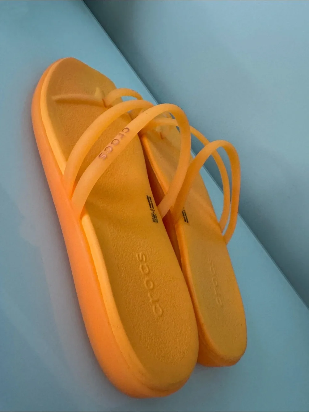 CROCS Women's Strappy Toe-Loop Slide Sandals in Orange 9W